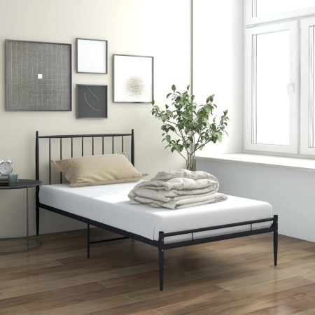 Estructura de cama de metal negro 90x200 cm de vidaXL, Camas y somieres - Ref: Foro24-325009, Precio: 115,81 €, Descuento: %