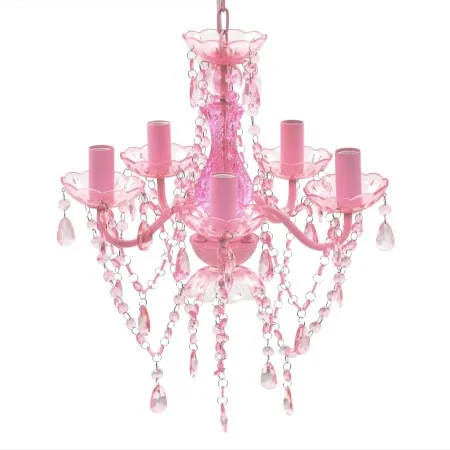 Lámpara de araña de cristal 5 bombillas rosa de vidaXL, Lámparas de araña - Ref: Foro24-240310, Precio: 58,14 €, Descuento: %