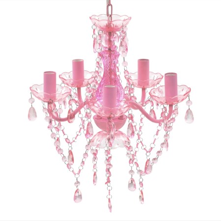 Lámpara de araña de cristal 5 bombillas rosa de vidaXL, Lámparas de araña - Ref: Foro24-240310, Precio: 57,73 €, Descuento: %