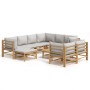 Set de muebles de jardín 10 piezas bambú y cojines gris claro de vidaXL, Conjuntos de jardín - Ref: Foro24-3155096, Precio: 1...