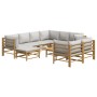 Set de muebles de jardín 10 piezas bambú y cojines gris claro de vidaXL, Conjuntos de jardín - Ref: Foro24-3155096, Precio: 1...