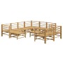 Set de muebles de jardín 10 piezas bambú y cojines gris claro de vidaXL, Conjuntos de jardín - Ref: Foro24-3155096, Precio: 1...