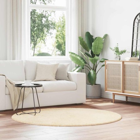 Alfombra peluda de pelo largo NAVARRA crema 160x160cm poliéster en Alfombras | Comprar online en Foru.es