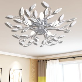 Lámpara de techo brazos de cristal forma hoja 5 bombillas E14 de vidaXL, Apliques de techo - Ref: Foro24-241476, Precio: 75,7...