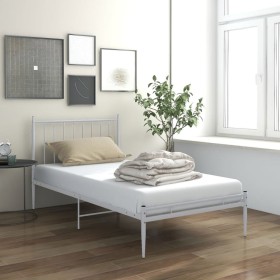 Estructura de cama de metal blanco 90x200 cm de vidaXL, Camas y somieres - Ref: Foro24-325010, Precio: 75,48 €, Descuento: %