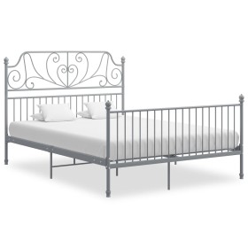 Estructura de cama de metal gris 160x200 cm de vidaXL, Camas y somieres - Ref: Foro24-324855, Precio: 207,10 €, Descuento: %