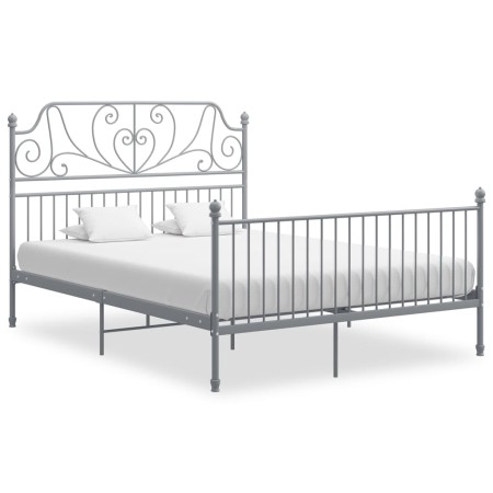 Estructura de cama de metal gris 160x200 cm de vidaXL, Camas y somieres - Ref: Foro24-324855, Precio: 207,10 €, Descuento: %