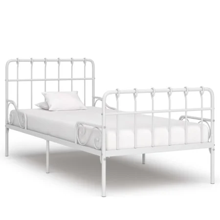 Estructura de cama con base de listones metal blanco 90x200 cm de vidaXL, Camas y somieres - Ref: Foro24-284601, Precio: 115,...
