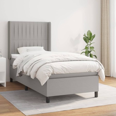 Cama box spring con colchón tela gris claro 90x200 cm de vidaXL, Camas y somieres - Ref: Foro24-3131561, Precio: 354,00 €, De...