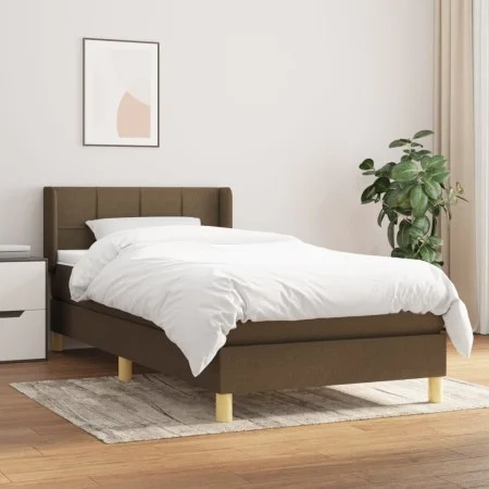 Box spring bed with dark brown fabric mattress 100x200 cm by vidaXL, Beds and slatted bases - Ref: Foro24-3130252, Price: 343...