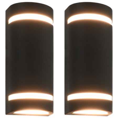 Lámparas de pared de exterior 2 uds 35 W negro semicircular de vidaXL, Iluminación de exterior - Ref: Foro24-45649, Precio: 5...