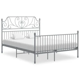 Gray metal bed frame 140x200 cm by vidaXL, Beds and slatted bases - Ref: Foro24-324852, Price: 150,19 €, Discount: %