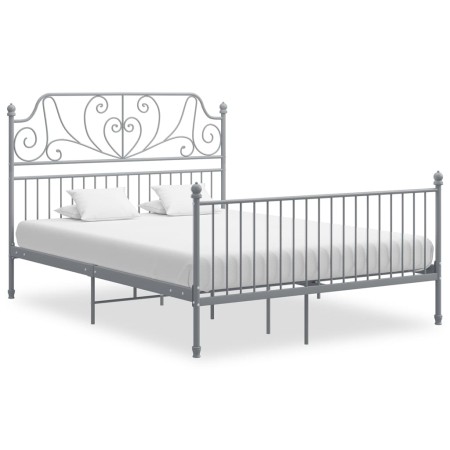 Estructura de cama de metal gris 140x200 cm de vidaXL, Camas y somieres - Ref: Foro24-324852, Precio: 152,68 €, Descuento: %