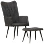 Sillón orejero con reposapiés lona negro vintage de vidaXL, Sillones - Ref: Foro24-339670, Precio: 84,16 €, Descuento: %