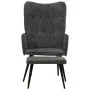 Sillón orejero con reposapiés lona negro vintage de vidaXL, Sillones - Ref: Foro24-339670, Precio: 83,47 €, Descuento: %