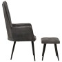 Sillón orejero con reposapiés lona negro vintage de vidaXL, Sillones - Ref: Foro24-339670, Precio: 84,16 €, Descuento: %