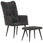 Sillón orejero con reposapiés lona negro vintage de vidaXL, Sillones - Ref: Foro24-339670, Precio: 84,16 €, Descuento: %