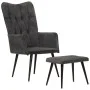 Sillón orejero con reposapiés lona negro vintage de vidaXL, Sillones - Ref: Foro24-339670, Precio: 83,47 €, Descuento: %