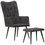 Sillón orejero con reposapiés lona negro vintage de vidaXL, Sillones - Ref: Foro24-339670, Precio: 84,16 €, Descuento: %