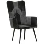 Sillón orejero cuero auténtico negro y gris de vidaXL, Sillones - Ref: Foro24-339662, Precio: 85,64 €, Descuento: %