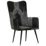 Sillón orejero cuero auténtico negro y gris de vidaXL, Sillones - Ref: Foro24-339662, Precio: 86,70 €, Descuento: %
