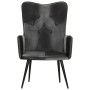 Sillón orejero cuero auténtico negro y gris de vidaXL, Sillones - Ref: Foro24-339662, Precio: 86,70 €, Descuento: %