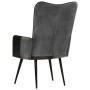 Sillón orejero cuero auténtico negro y gris de vidaXL, Sillones - Ref: Foro24-339662, Precio: 86,70 €, Descuento: %