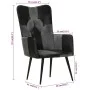 Sillón orejero cuero auténtico negro y gris de vidaXL, Sillones - Ref: Foro24-339662, Precio: 85,64 €, Descuento: %