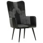 Sillón orejero cuero auténtico negro y gris de vidaXL, Sillones - Ref: Foro24-339662, Precio: 86,70 €, Descuento: %