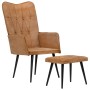 Sillón orejero con reposapiés cuero auténtico marrón canela de vidaXL, Sillones - Ref: Foro24-339668, Precio: 85,79 €, Descue...