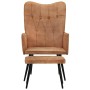 Sillón orejero con reposapiés cuero auténtico marrón canela de vidaXL, Sillones - Ref: Foro24-339668, Precio: 85,79 €, Descue...