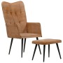 Sillón orejero con reposapiés cuero auténtico marrón canela de vidaXL, Sillones - Ref: Foro24-339668, Precio: 85,79 €, Descue...