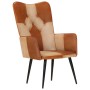 Sillón orejero cuero auténtico marrón y crema de vidaXL, Sillones - Ref: Foro24-339659, Precio: 86,33 €, Descuento: %