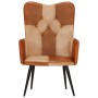 Sillón orejero cuero auténtico marrón y crema de vidaXL, Sillones - Ref: Foro24-339659, Precio: 86,33 €, Descuento: %