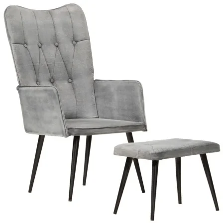 Vintage gray canvas wing chair with footrest by vidaXL, Armchairs - Ref: Foro24-339669, Price: 85,23 €, Discount: %
