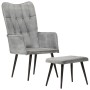 Sillón orejero con reposapiés lona gris vintage de vidaXL, Sillones - Ref: Foro24-339669, Precio: 86,24 €, Descuento: %