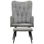Sillón orejero con reposapiés lona gris vintage de vidaXL, Sillones - Ref: Foro24-339669, Precio: 86,24 €, Descuento: %