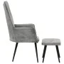 Sillón orejero con reposapiés lona gris vintage de vidaXL, Sillones - Ref: Foro24-339669, Precio: 85,23 €, Descuento: %