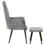 Sillón orejero con reposapiés lona gris vintage de vidaXL, Sillones - Ref: Foro24-339669, Precio: 86,24 €, Descuento: %
