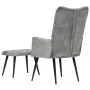 Sillón orejero con reposapiés lona gris vintage de vidaXL, Sillones - Ref: Foro24-339669, Precio: 85,23 €, Descuento: %
