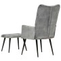 Sillón orejero con reposapiés lona gris vintage de vidaXL, Sillones - Ref: Foro24-339669, Precio: 86,24 €, Descuento: %