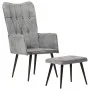 Sillón orejero con reposapiés lona gris vintage de vidaXL, Sillones - Ref: Foro24-339669, Precio: 85,23 €, Descuento: %