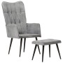 Sillón orejero con reposapiés lona gris vintage de vidaXL, Sillones - Ref: Foro24-339669, Precio: 86,24 €, Descuento: %