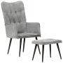 Sillón orejero con reposapiés lona gris vintage de vidaXL, Sillones - Ref: Foro24-339669, Precio: 85,23 €, Descuento: %