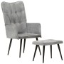 Sillón orejero con reposapiés lona gris vintage de vidaXL, Sillones - Ref: Foro24-339669, Precio: 86,24 €, Descuento: %