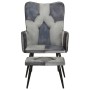 Sillón con reposapiés lona y cuero auténtico gris de vidaXL, Sillones - Ref: Foro24-339677, Precio: 100,21 €, Descuento: %