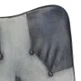 Sillón con reposapiés lona y cuero auténtico gris de vidaXL, Sillones - Ref: Foro24-339677, Precio: 104,00 €, Descuento: %