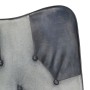 Sillón con reposapiés lona y cuero auténtico gris de vidaXL, Sillones - Ref: Foro24-339677, Precio: 100,21 €, Descuento: %