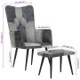 Grauer Sessel aus Segeltuch und echtem Leder mit Fußstütze von vidaXL, Sessel - Ref: Foro24-339677, Preis: 104,00 €, Rabatt: %