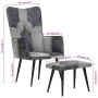 Sillón con reposapiés lona y cuero auténtico gris de vidaXL, Sillones - Ref: Foro24-339677, Precio: 100,21 €, Descuento: %